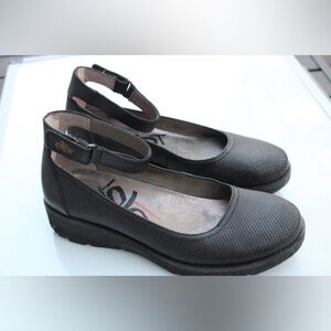 OTBT Scamper  ankle strap wedge shoes.